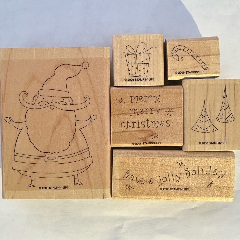 Stampin’ Up! JOLLY HOLIDAY Christmas rubber stamp set of 6